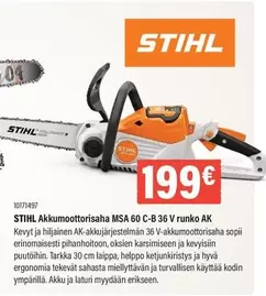 Akkumoottorisaha MSA 60 C-B 36 V runko AK