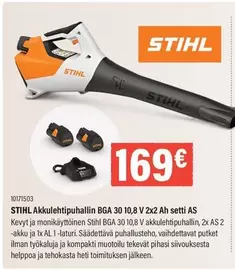 STIHL Akkulehti puhallin BGA 30 10,8 V 2x2 Ah setti AS