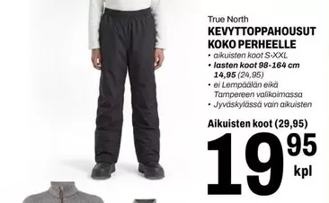 KEVYTTOPPAHOUSUT KOKO PERHEELLE