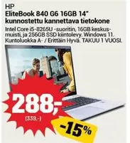Hp - EliteBook 840 G6 16GB 14" kunnostettu kannettava tietokone