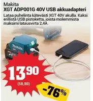 Makita - XGT ADP001G 40V USB akkuadapteri