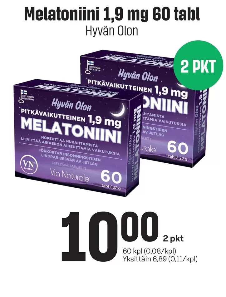 Melatoniini 1,9 mg 60 tabl