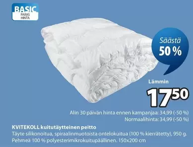 KVITEKOLL kuitutäytteinen peitto