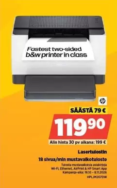 Hp - Fastest two-sided b&w printer in class
