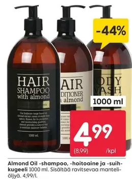 Almond Oil shampoo, conditioner and body wash
