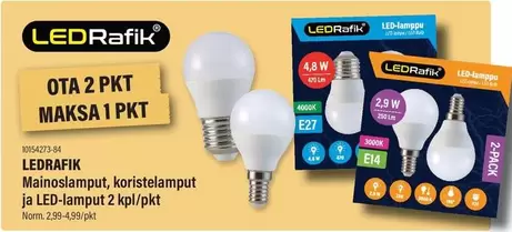 Mainoslamput, koristelamput ja LED-lamput 2 kpl/pkt
