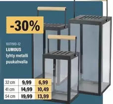 LUMOUs lyhty metalli puukahvalla