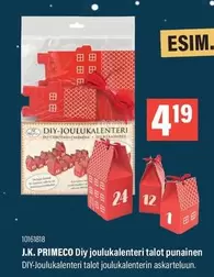 J.K. PRIMECO Diy joulukalenteri talot punainen