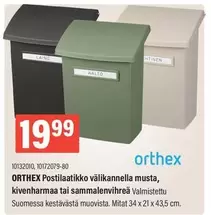 Postilaatikko välikannella musta, kivenharmaa tai sammalenvihreä