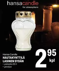 Hautakynttilä lasinen sydän