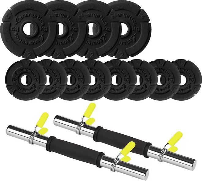 20kg Premium Käsipainosarja - painosarja ja tanko