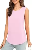Women's Sleeveless Chiffon Tank Top Business Casual Blouse Tunic Top