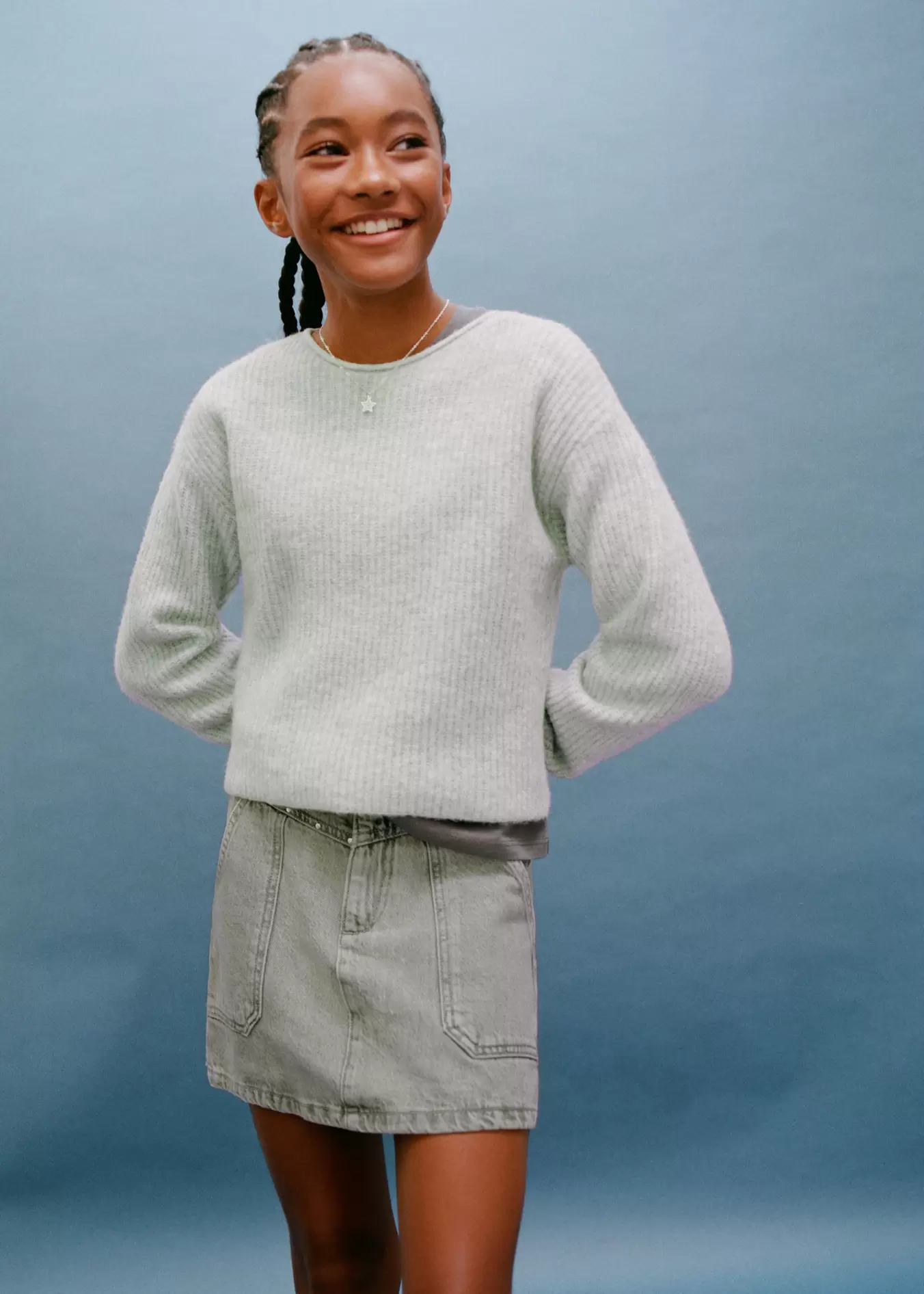 Short denim skirt