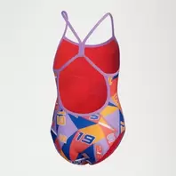 Girls Allover Digital Vback Swimsuit Red/Blue/Purple