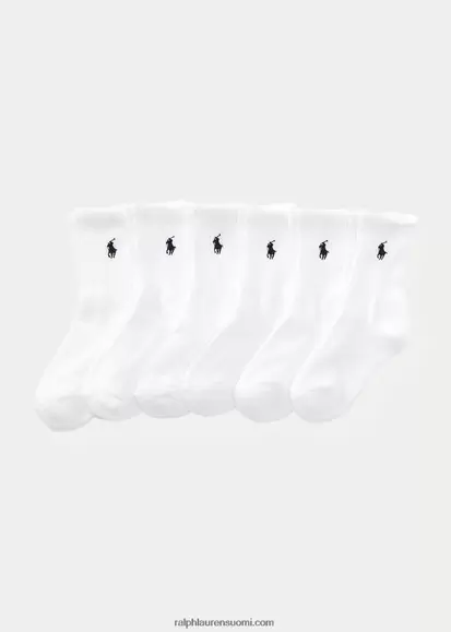 Ralph Lauren lapset klassinen crew sukka 6 kpl 0Z24ZR5966 valkoinen