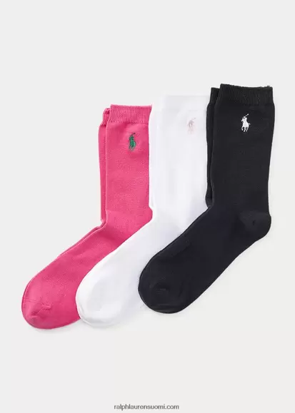 Ralph Lauren lapset litteä neulottu crew sukka 3 kpl 0Z24ZR7255 multi