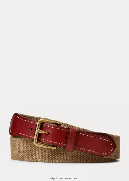 Ralph Lauren lapset nahkaverhoiltu puuvillavyö 0Z24ZR9871 khaki