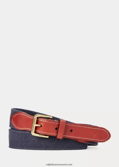 Ralph Lauren lapset nahkaverhoiltu puuvillavyö 0Z24ZR6243 laivasto