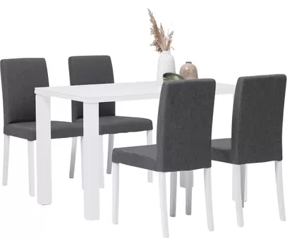 Ruokailuryhmä 72x120 neljälle valkoinen