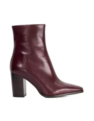 Dune London Patently ankle boots in burgundy