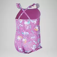 Girls' Digital Frill Thinstrap Swimsuit Pink