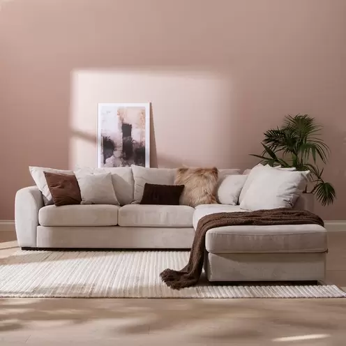 Avokulmasohva oikea beige