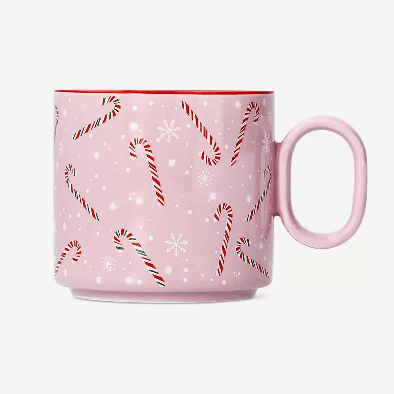 Vaaleanpunainen muki, jossa on karkkikeppejä - 300 ml