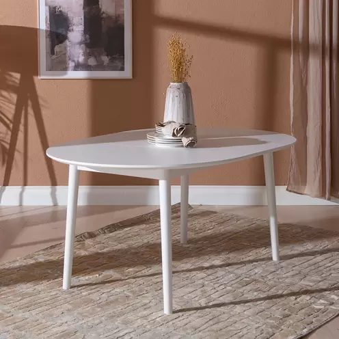 Jatkettava ruokapöytä pyöreä 110+45cm valkoinen