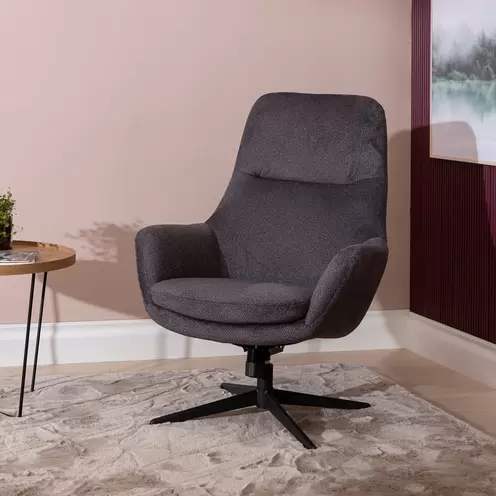 Tv-tuoli, tummanharmaa kangas / musta jalka