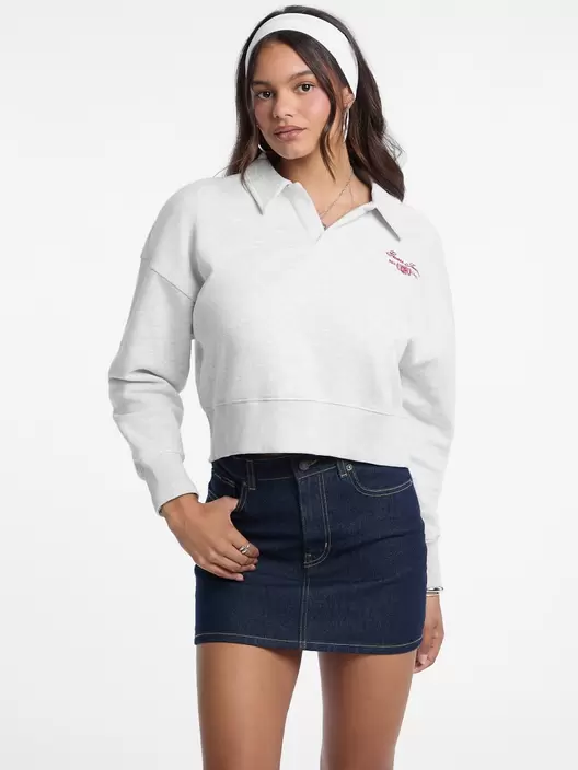 Polo neck cropped sweatshirt