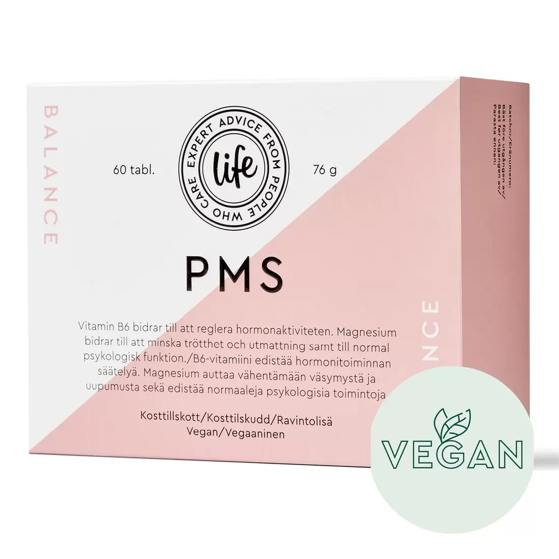 Life Balance PMSLIFE 60 TABHormonitasapainoon.Vegaaninen ja gluteeniton.34,90 €
