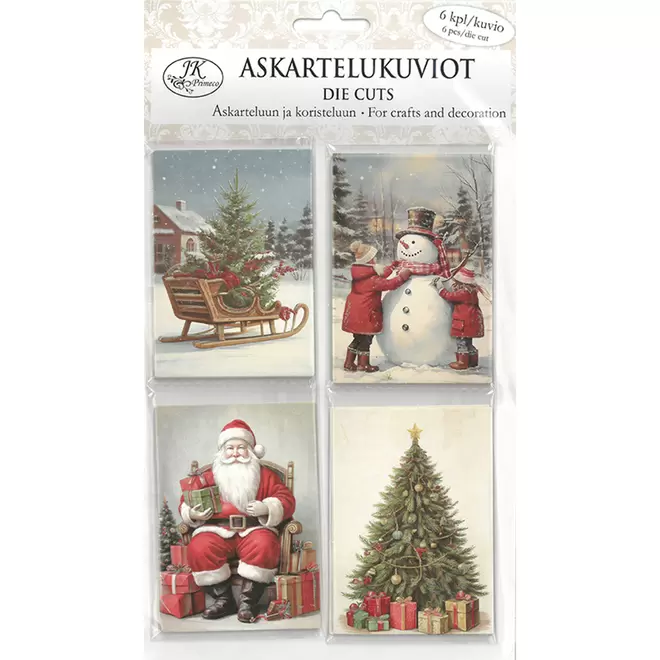 Askartelukuviot Joulukvat nostalgiaTARRARULLA JOULU- TEKSTIT 100KPL PUNKartonkikuvio Tonttuketju 80cmKirkas pussi 60*60cm 5kpl