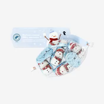 Chocolate snowmen with milk filling