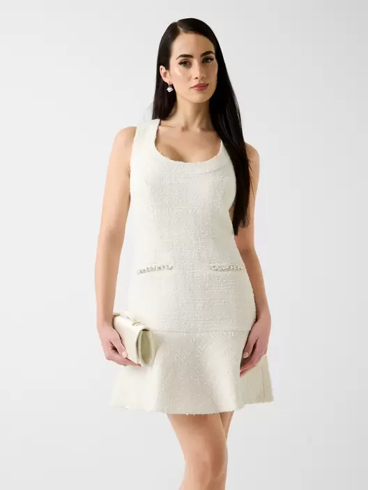 Wool-blend tweed dress