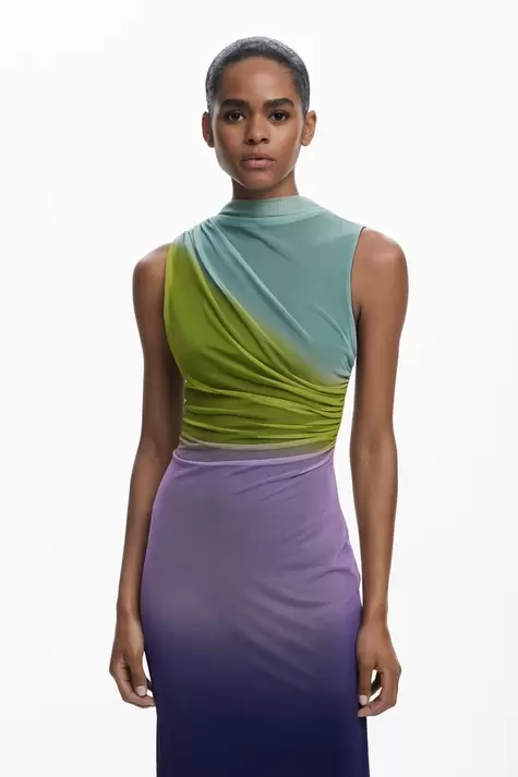 Gradient tulle midi dress