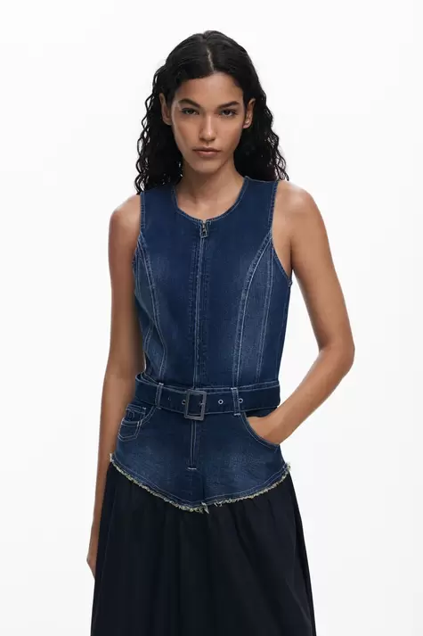 Denim combined dress