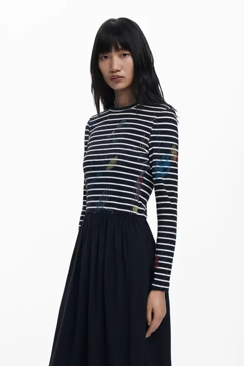 Striped combined dress