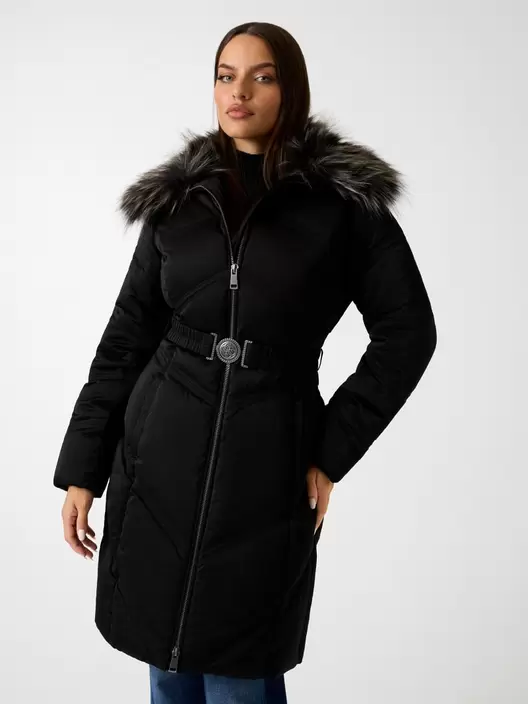 Belted puffer jacket