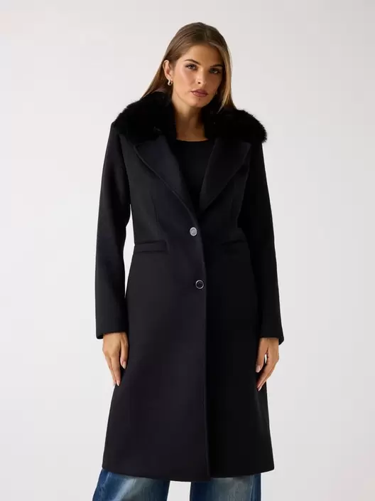 Wool-blend long coat
