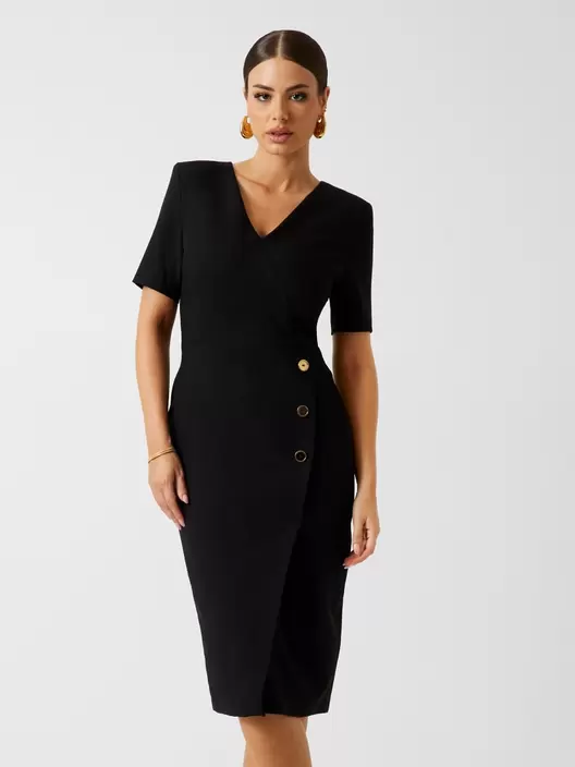 Marciano twill wrap midi dress
