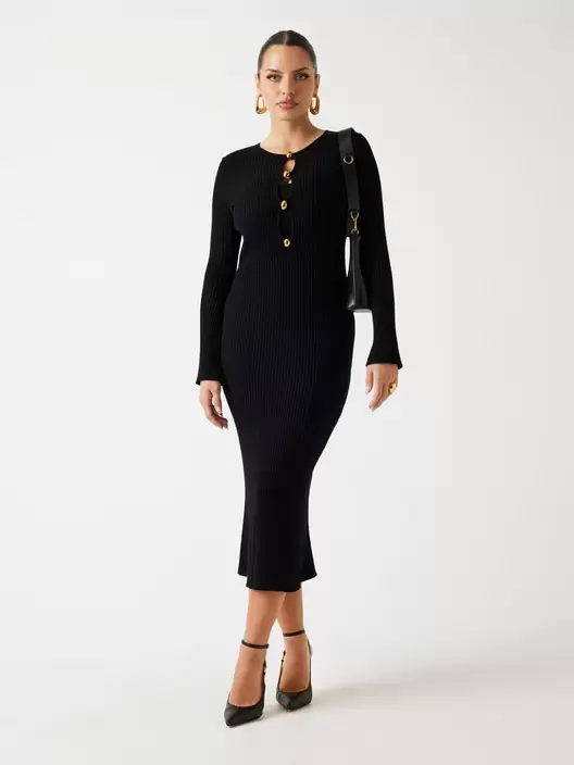 Marciano rib-knit bodycon midi dress