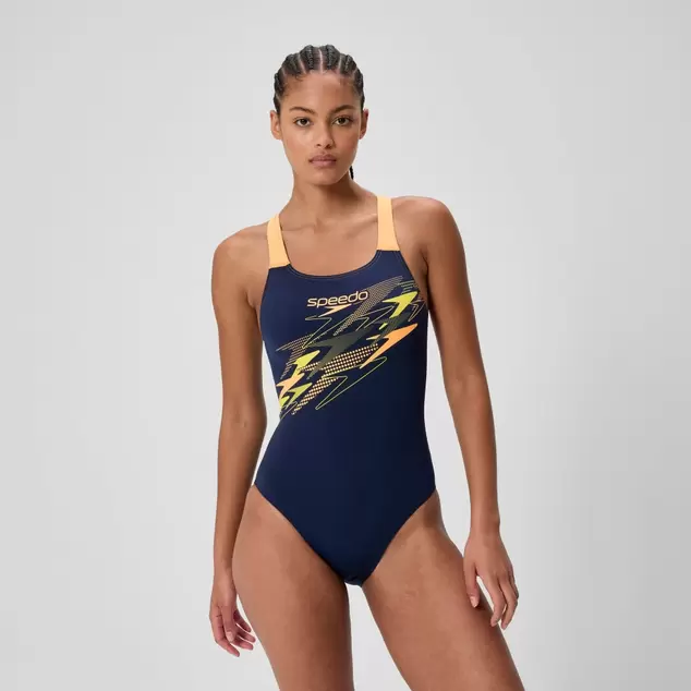 Women's Medley Logo Medalist Swimsuit Navy/Peach