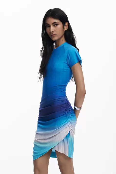 Short dress with draped skirt