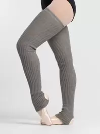 Pitkät villasäärystimet kanta-aukolla, vaaleanharmaa 90 cm –