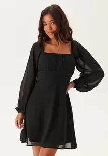 Square Neck L/S Georgette Dress