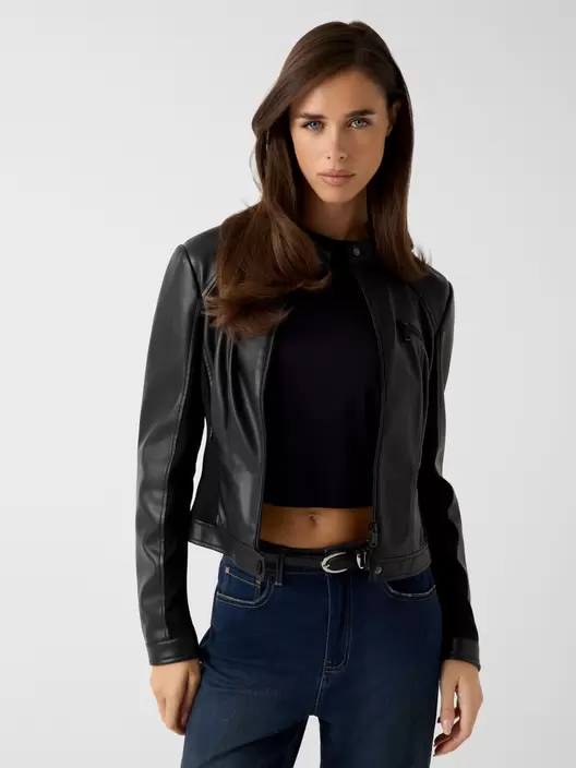 Faux leather biker jacket