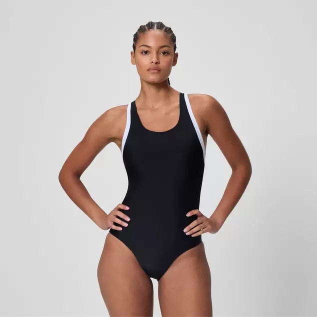 Women's Colourblock Racerback Swimsuit Black/White