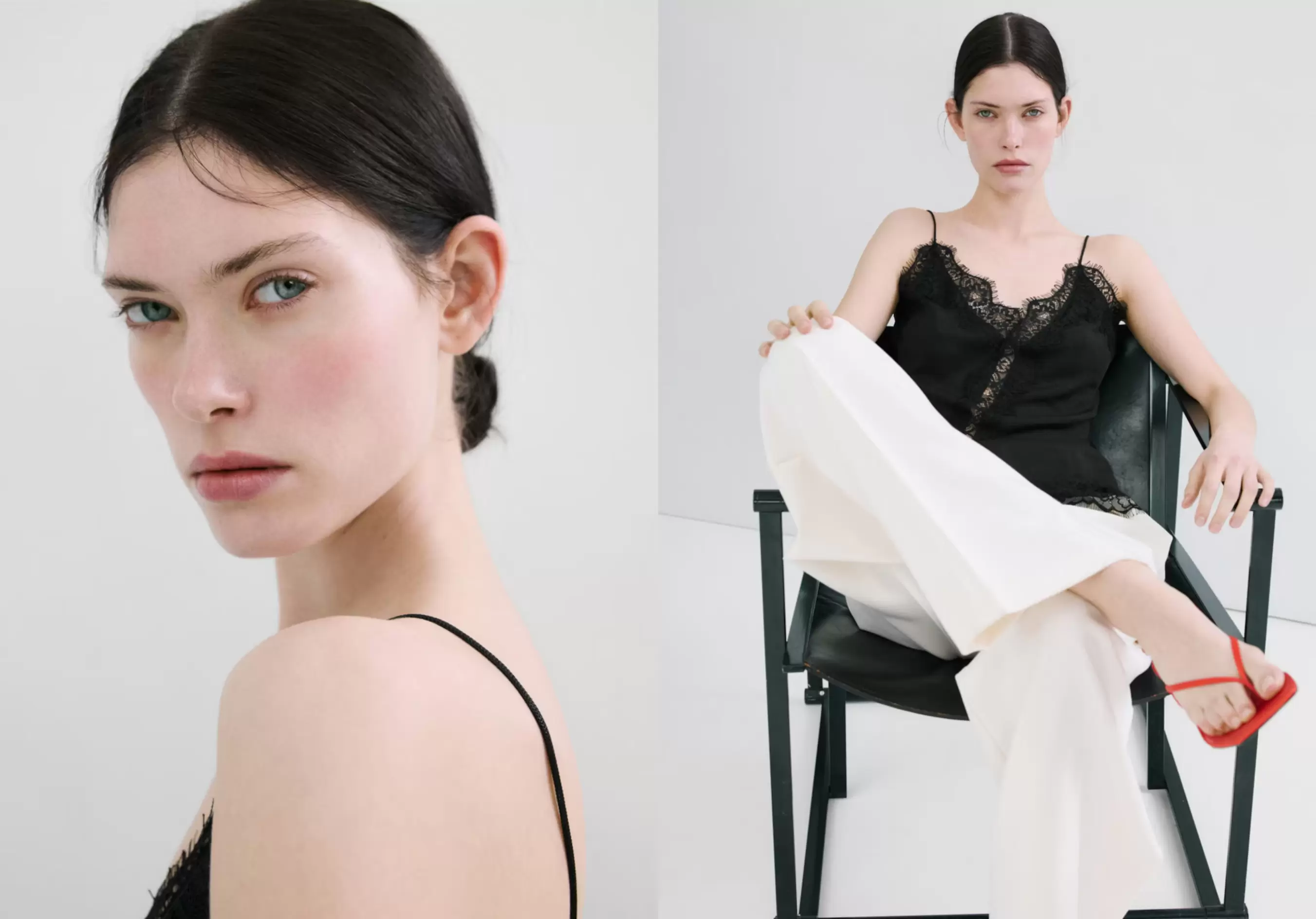 Asymmetric lace camisole top