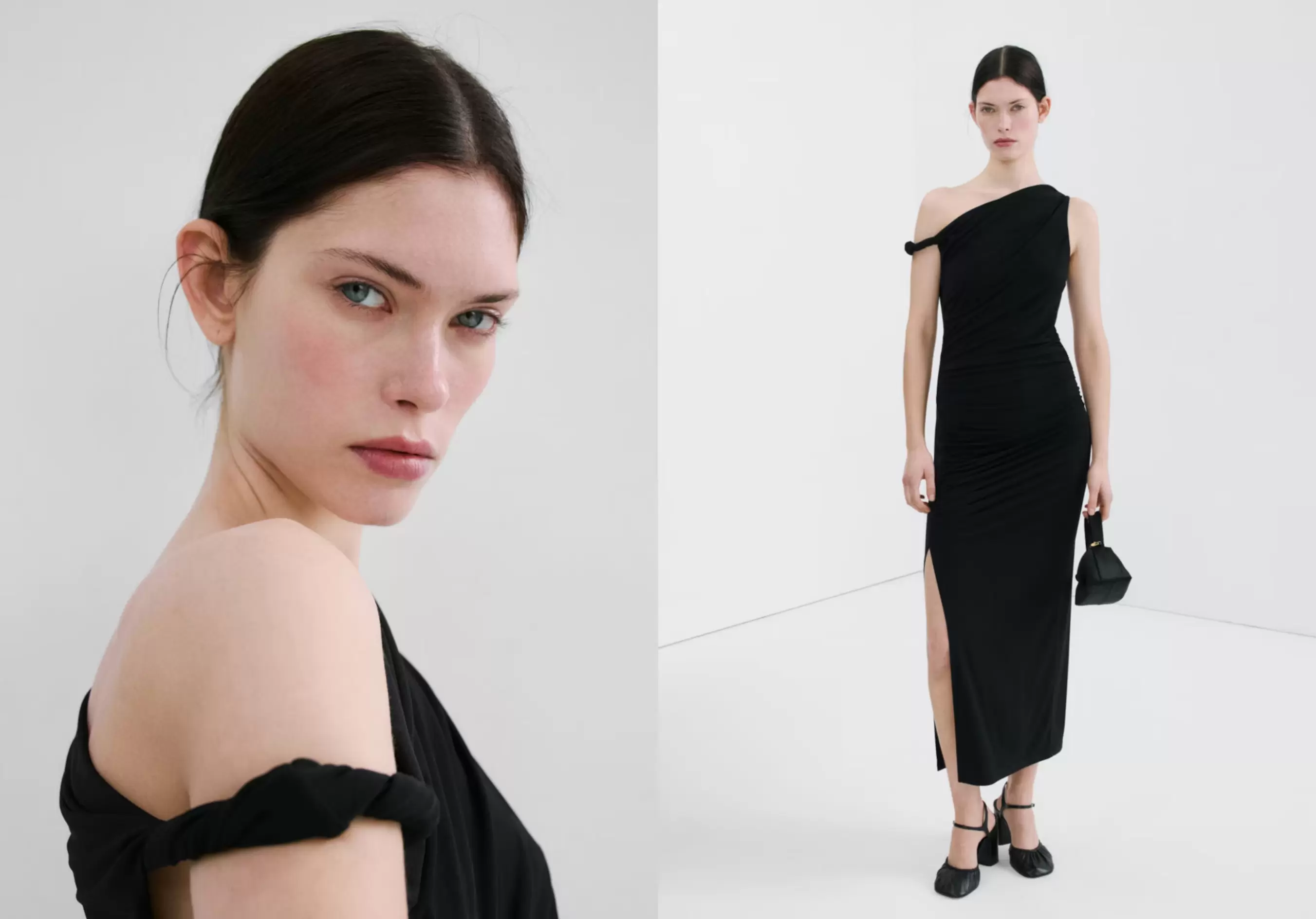 Asymmetrical dress with side slit