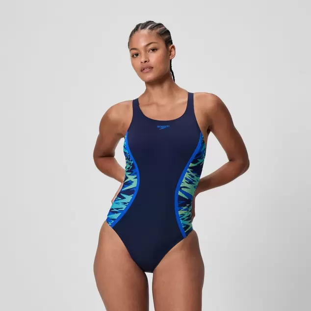 Women's Hyperboom Splice Muscleback Swimsuit Navy/Blue